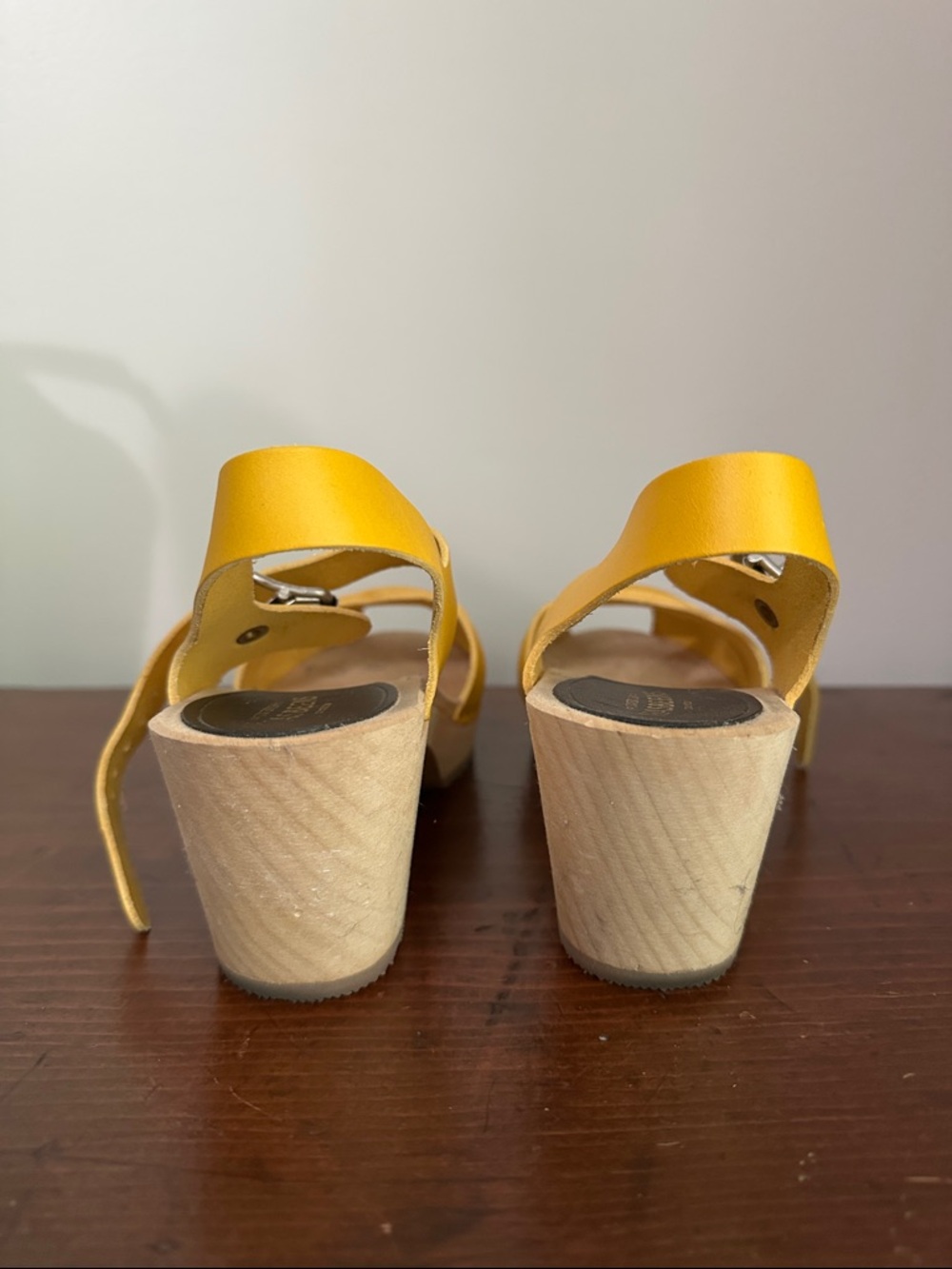 Discontinued Swedish Hasbeens Peep Toe Sandal in Limone - Picture 5 of 6